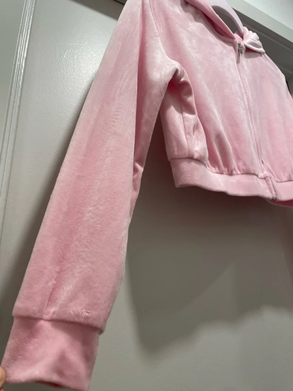 H&M Divided Pink Velour Cropped Zip-Up Hoodie - S - Picture 9 of 14